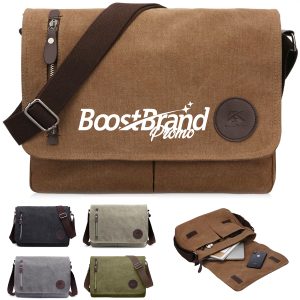 Canvas Messenger Bag with Adjustable Strap