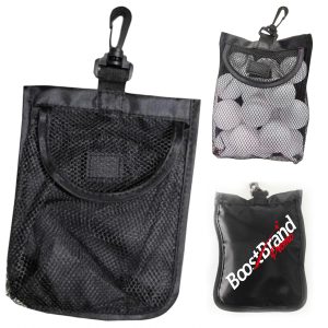 Lightweight & Durable Portable Golf Ball Mesh Bag with Clip