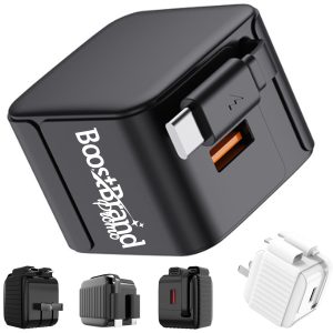 Dual-Port Retractable Fast Charger with Built-in Cable