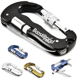 Multi-Tool Carabiner Clip with Knife and LED Light