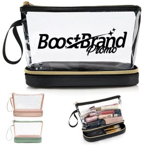 Clear Travel Makeup Bag with Brush Compartment