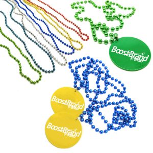 Custom Mardi Gras Bead Necklace with Plastic Medallion