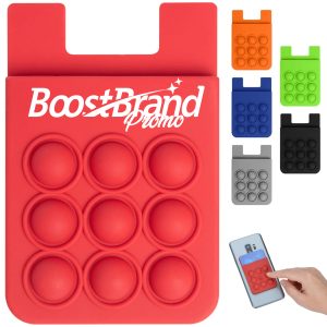 Silicone Phone Wallet with Pop Bubble Fidget Design