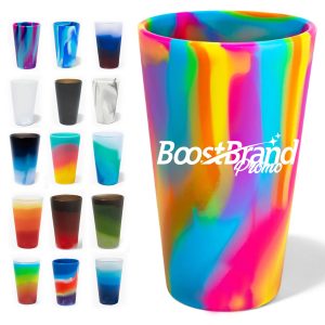 16oz. Silicone Travel Cup with Straw Lid and Colorful Design