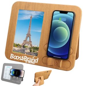 Eco Friendly Wood Grain Wireless Charger with Photo Frame