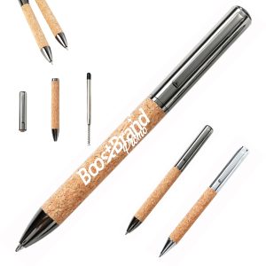 Eco-Friendly Cork and Metal Ballpoint Pen