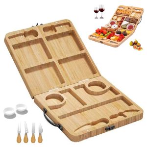 Foldable Bamboo Cheese & Fruit Cutting Board with Utensils