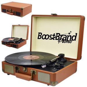 Vintage Portable Turntable Record Player with Speakers