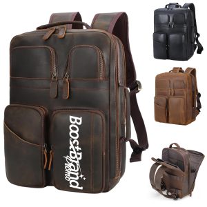 Vintage Top Layer Of Cowhide Backpack for 17-Inch Laptop