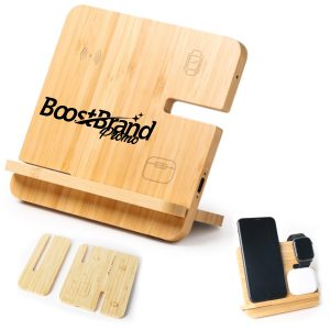 Eco-Friendly 3 in 1 Bamboo Wireless Charger