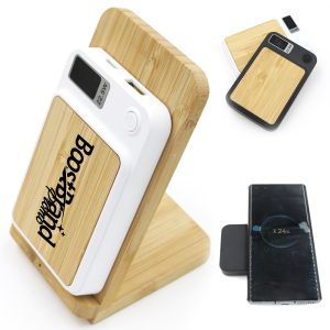 Magnetic Wireless Power Bank with Bamboo Design and 22.5W PD
