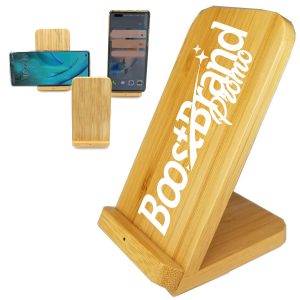 Eco-Friendly Bamboo Wireless Charging Stand for Smartphones