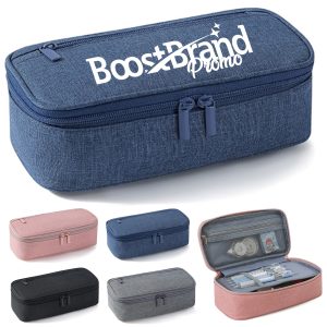 Large Capacity Canvas Pencil Case with Zipper Closure