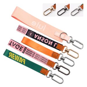 Custom Fabric Wrist Strap Keychain with Metal Hook