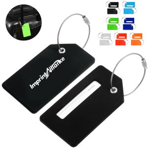 Aluminum Luggage Tag with Steel Cable and ID Window