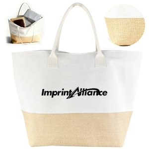 Canvas and Jute Tote Bag with Cotton Handles