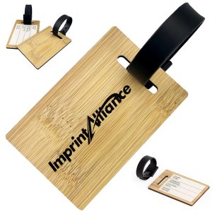 Bamboo Luggage Tag with PU Leather Strap