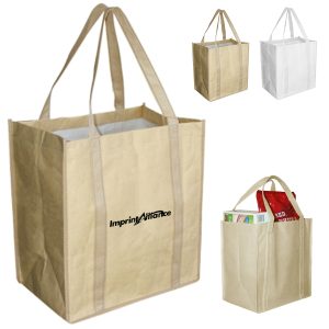 Heavy Duty Non Woven Grocery Tote Bag W/ Reinforced Handles
