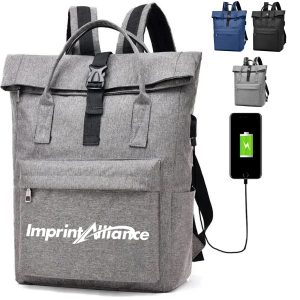 22L Roll Top USB Laptop Backpack with Buckle Closure