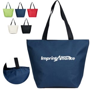 Two Tone Nylon Shopping Tote Bag with Contrast Handles