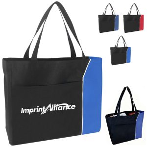 Two Tone Nylon Convention Tote Bag with Front Pocket