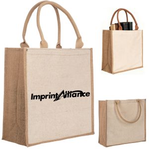 Eco Friendly Jute Tote Bag with Reinforced Handles
