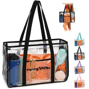 20L Clear PVC Tote Bag with Black Trim and Long Handles