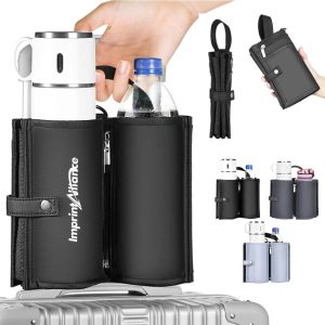 Travel Luggage Cup Holder with Dual Pockets