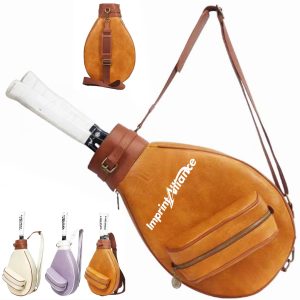 Vintage Leather Tennis Racket Bag with Strap