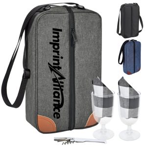 Double Wine Tote Bag with Accessories and Shoulder Strap