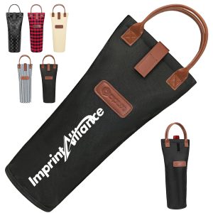 Single Bottle Wine Tote with Leather Handle