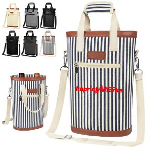 Dual Bottle Insulated Wine Tote with Shoulder Strap