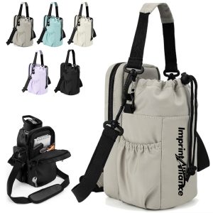 Nylon Drawstring Backpack Tote Bag with Multi Carry Options