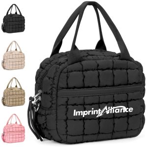 Quilted Insulated Lunch Bag with Dual Zippers