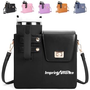 PU Leather Crossbody Bag with Bottle Holder