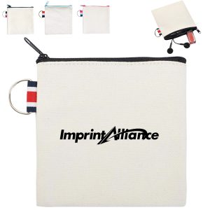 Canvas Zipper Coin Pouch with Key Ring