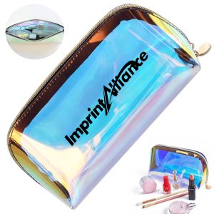 Iridescent Holographic PVC Makeup Pouch with Zipper