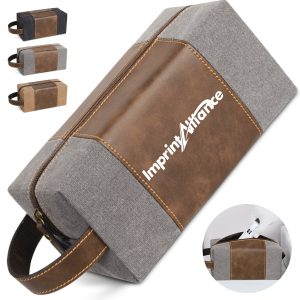 Felt and PU Leather Toiletry Bag with Handle