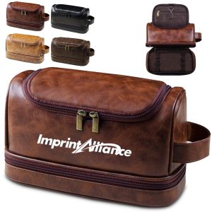 Hanging PU Leather Toiletry Bag with Multi Pockets