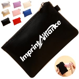 PU Leather Coin Purse with Zipper and Key Ring