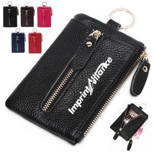 PU Leather Key Holder Wallet with Zipper and Key Ring