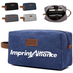 Felt and PU Leather Toiletry Bag with Handle