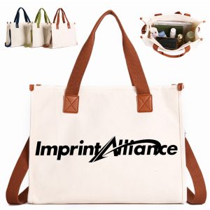 Canvas Tote Bag with Dual Handles and Shoulder Strap