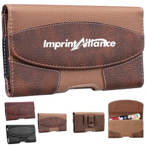 Leather Phone Holster with Belt Clip and Magnetic Flap