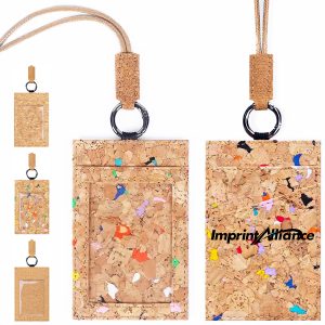 Cork ID Badge Holder with Lanyard and Transparent Window