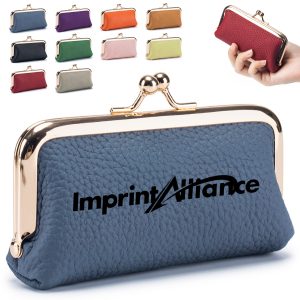 Vintage Clasp Leather Cosmetic Pouch with Metal Frame