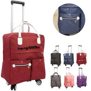 25L Foldable Rolling Travel Bag with Telescopic Handle