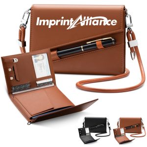 Stylish Leather Crossbody Wallet with Pen Holder