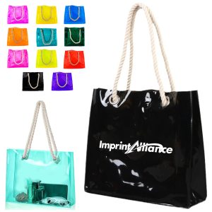 Colorful Transparent Tote Bag with Cotton Handles