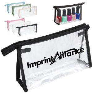 Transparent Storage Bag with Zipper and Wooden Stand